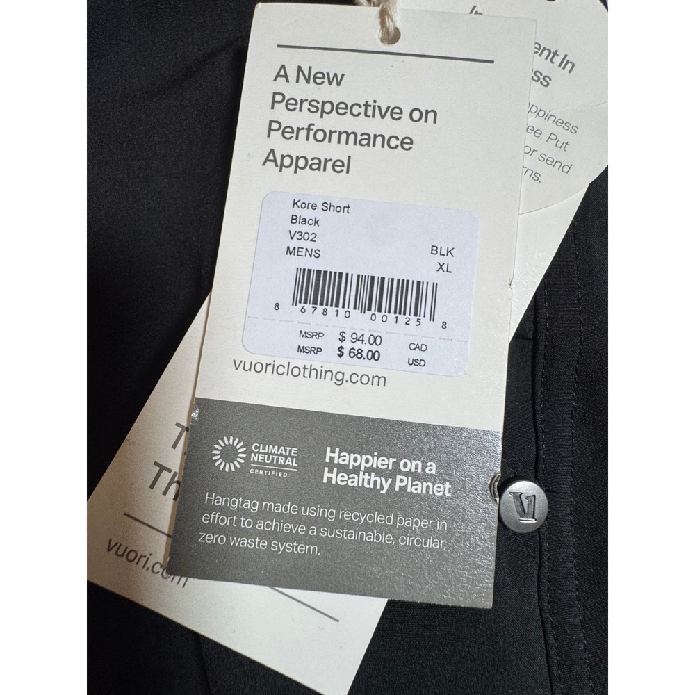 Vuori Kore Short Mens XL Black 7" V302 Performance Athletic Training Shorts NWT - Picture 4 of 6